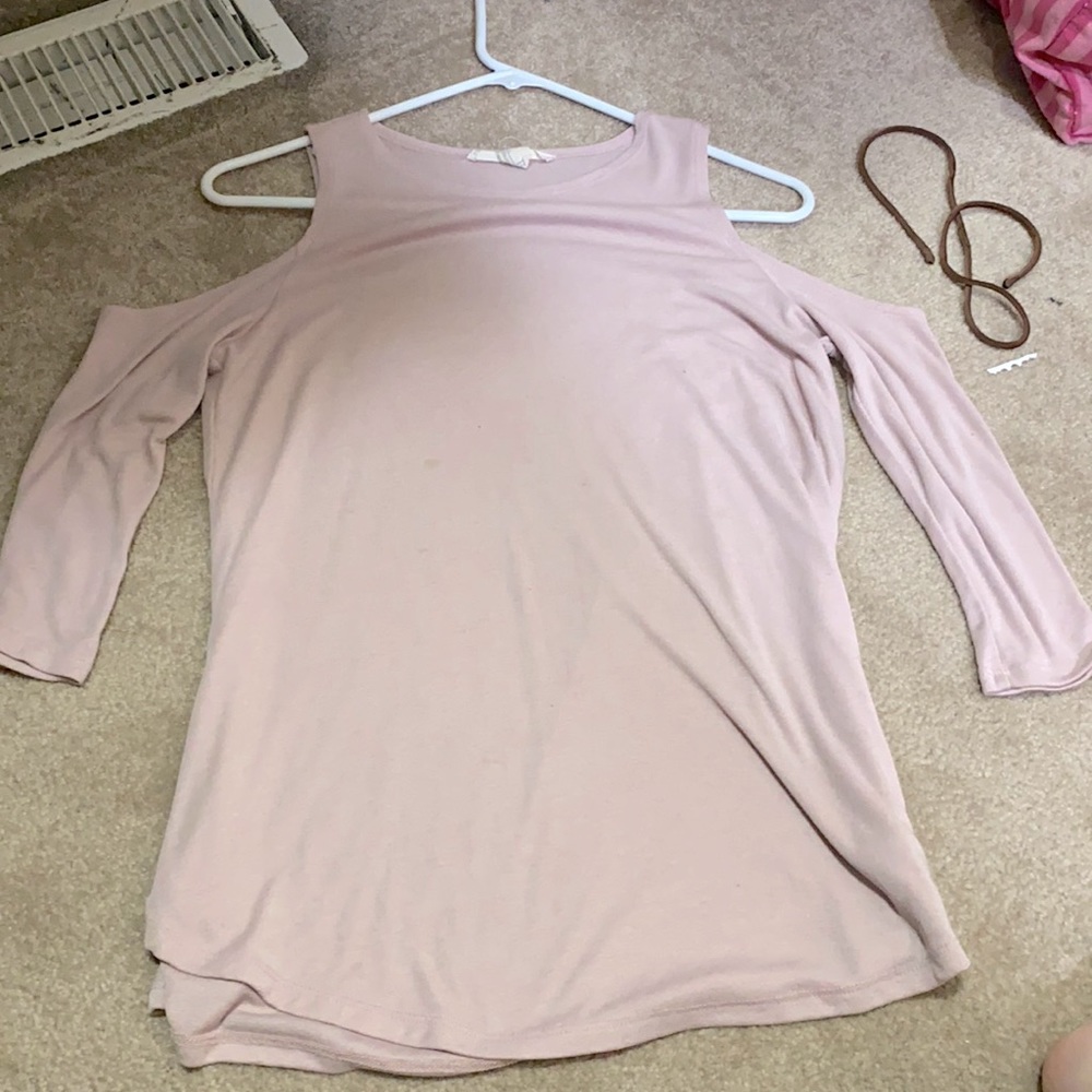 Light pink off the shoulder 1/4 sleeve shirt, forever 21, size small